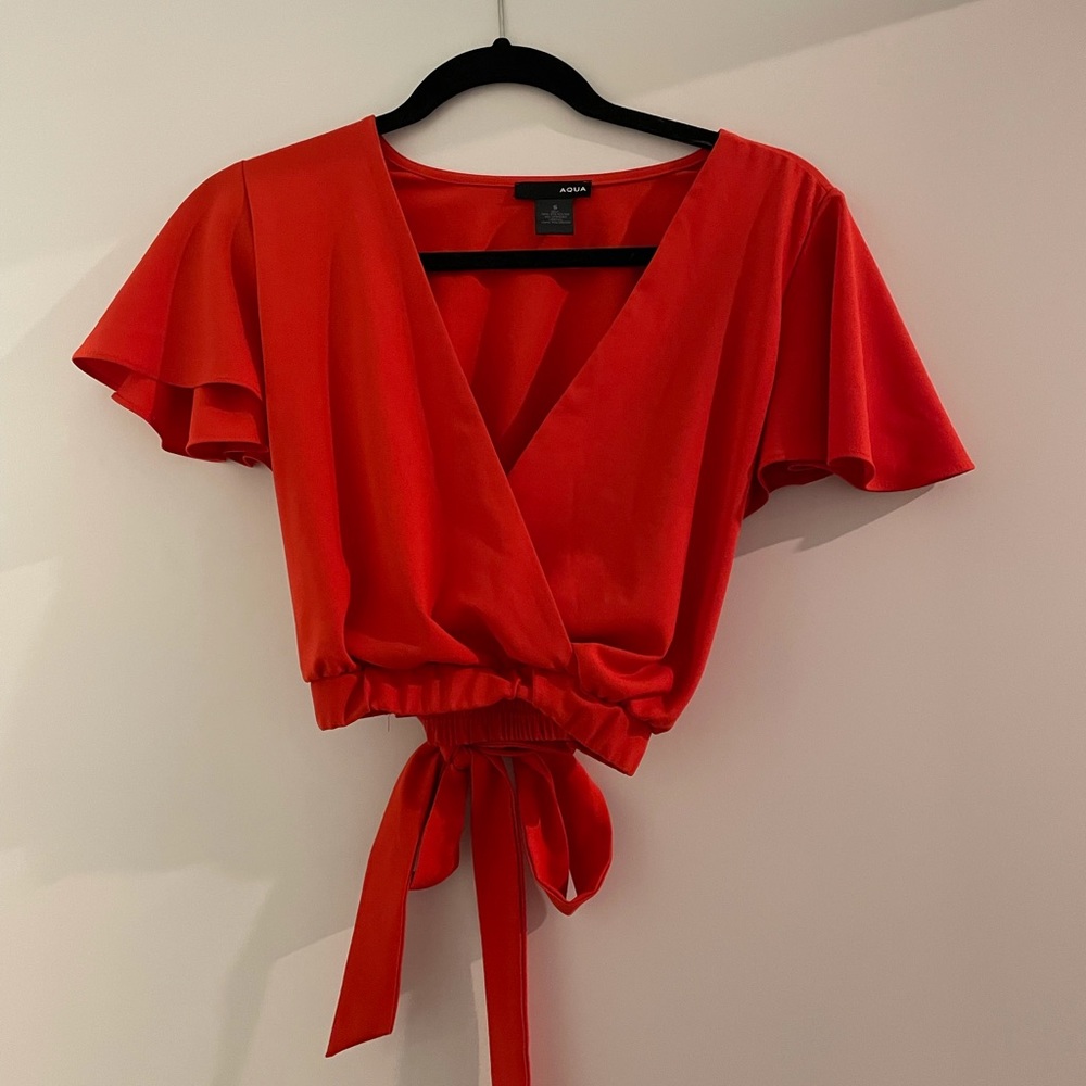AQUA cropped top- only worn once!!! VERY Cute- size small!